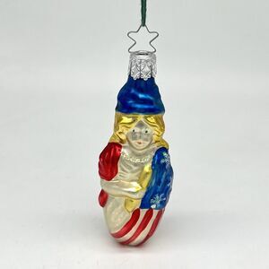 VTG Inge-Glas Patriotic Lady Liberty Blown Glass Ornament Hand Painted - Germany